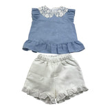 Barcellino Completo 2 Pezzi Camicia-Culotte Bianco per Neonata