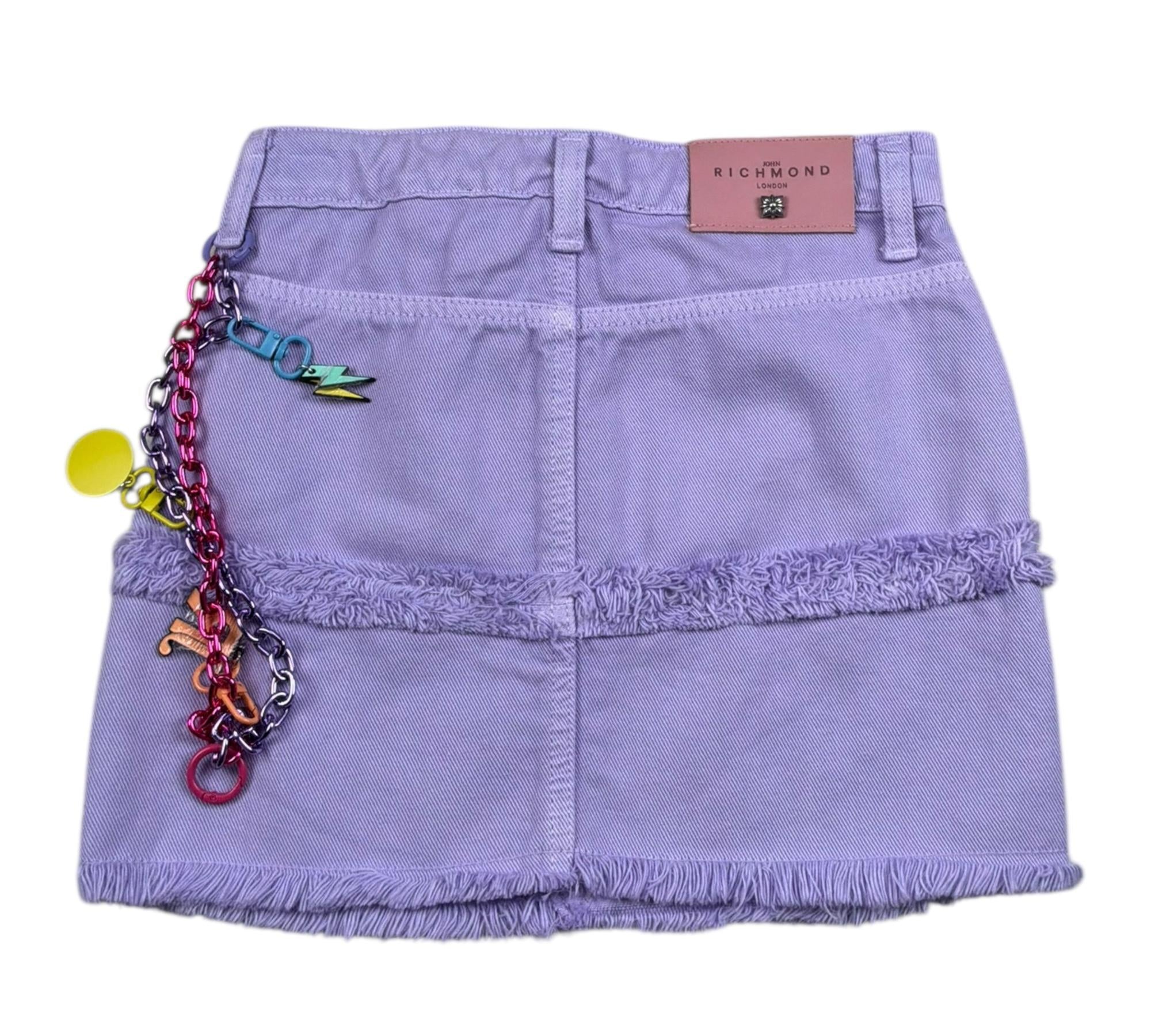 John Richmond Gonna In Denim Tinta Unita con Applicazioni per Bambina RGP26143GO LILLA JOHN RICHMOND 