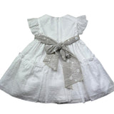 Le Bebe Abito Mezza Manica Cerimoniale Tinta Unita con Cinturino per Neonata LBG6375 BIANCO LE BEBE 