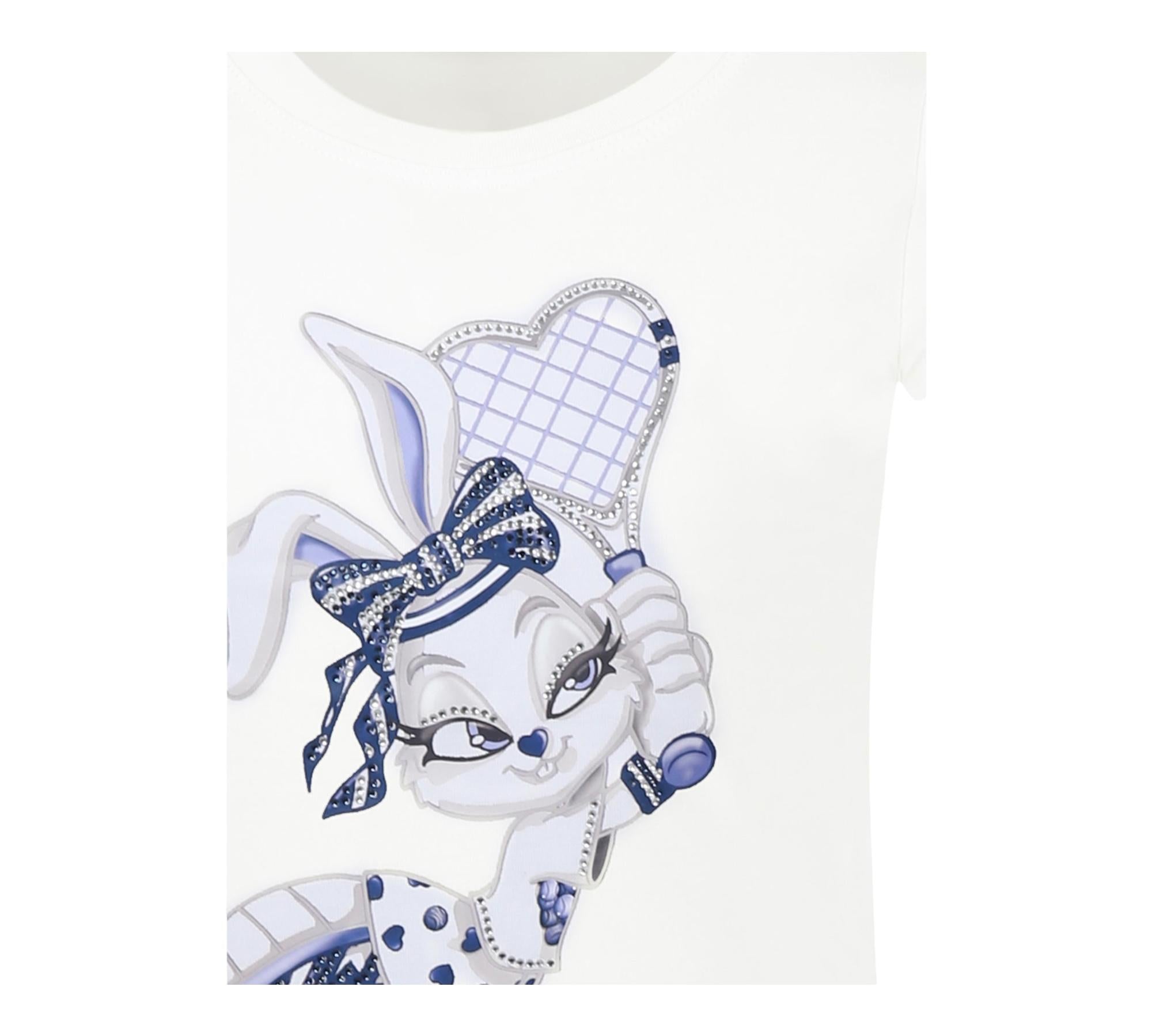 Monnalisa T-Shirt Girocollo Tinta Unita con Stampa per Bambina 19E615 BIANCO MONNALISA 