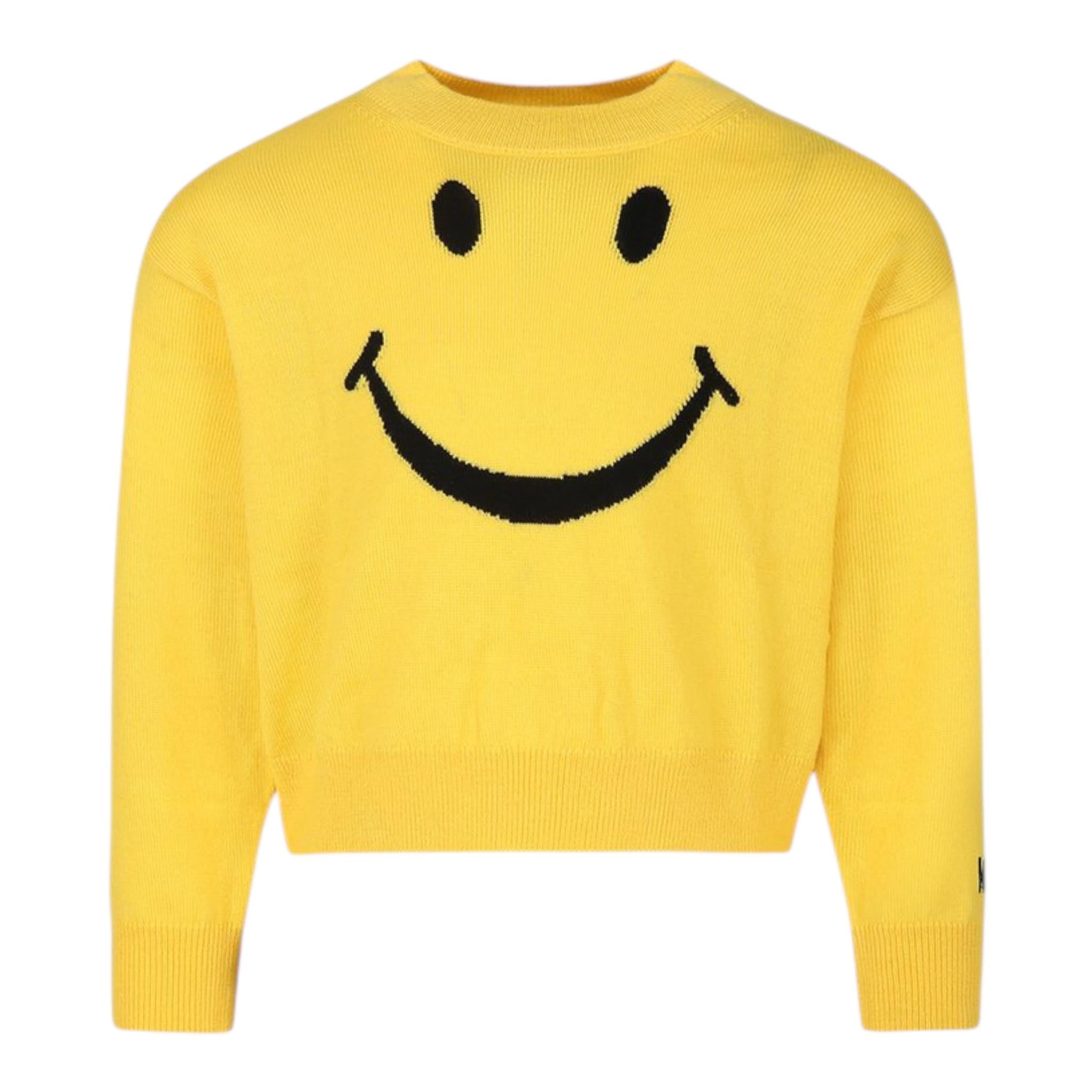 MOSCHINO maglia gircollo tinta unita con smile Gialla per Bambina HDW028 GIALLO MOSCHINO 