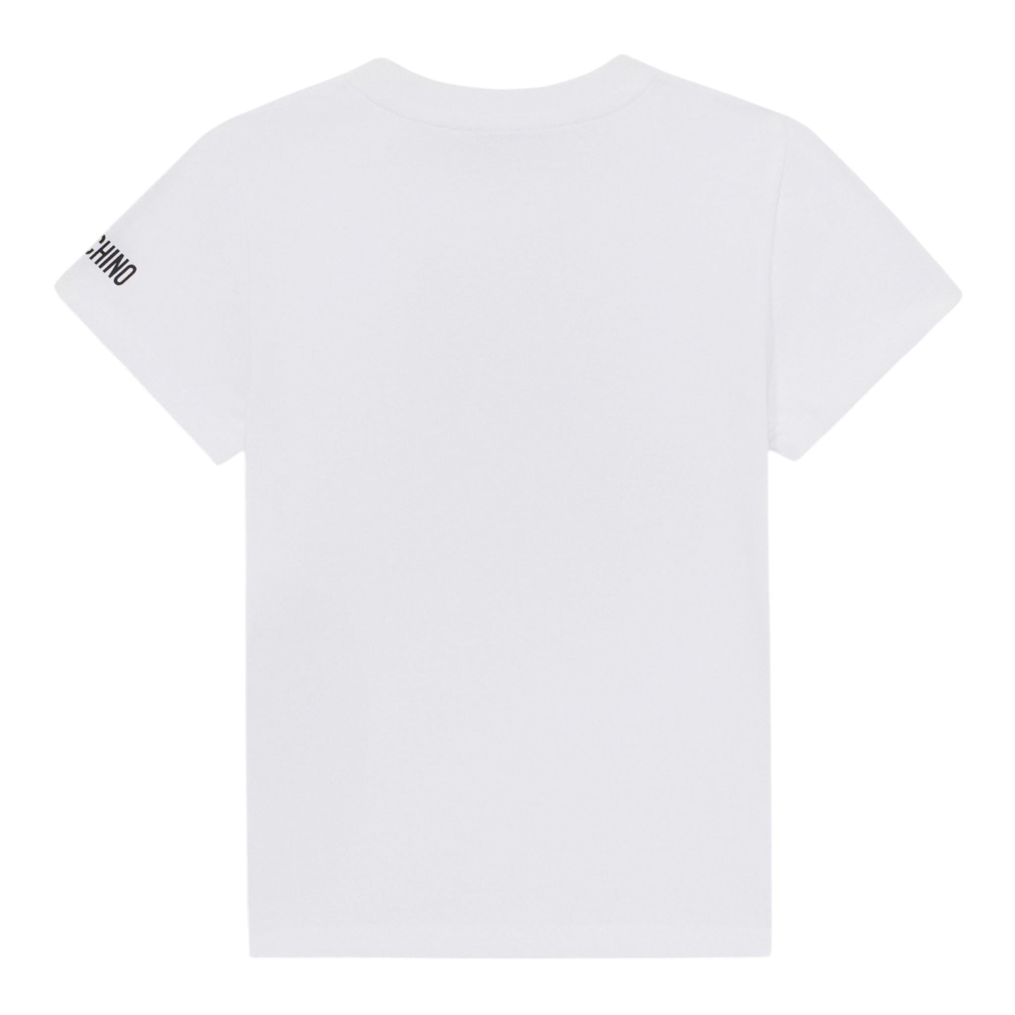 Moschino T-Shirt Girocollo Tinta Unita con Stampe per Bambino HDM06U BIANCO MOSCHINO 