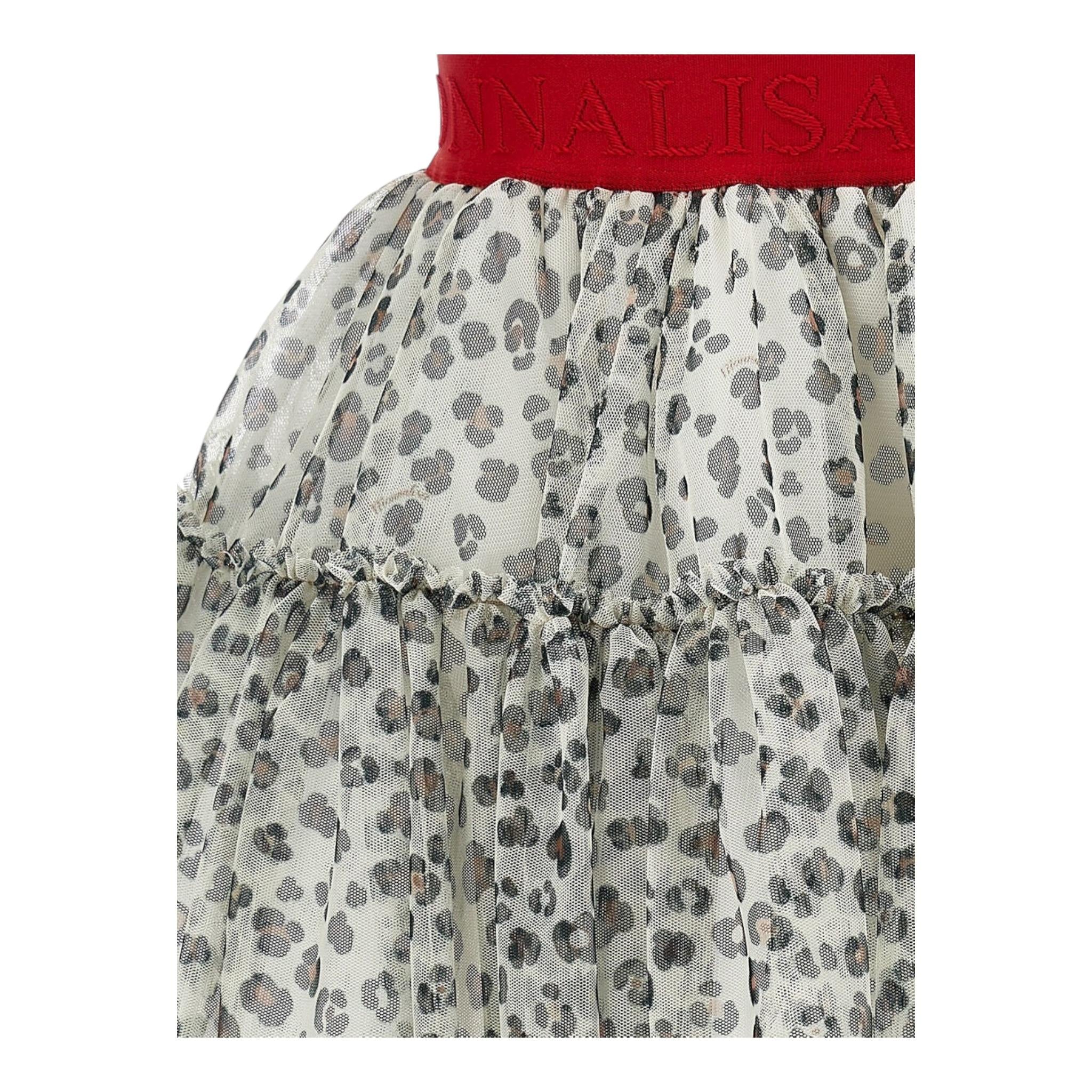 Monnalisa Gonna Tinta Unita con Fantasia Maculata per Bambina 19E706 BEIGE MONNALISA 