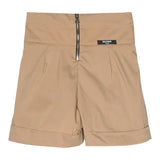 Balmain Short Tinta Unita Con Bottoni In Contrasto Beige Per Bambina