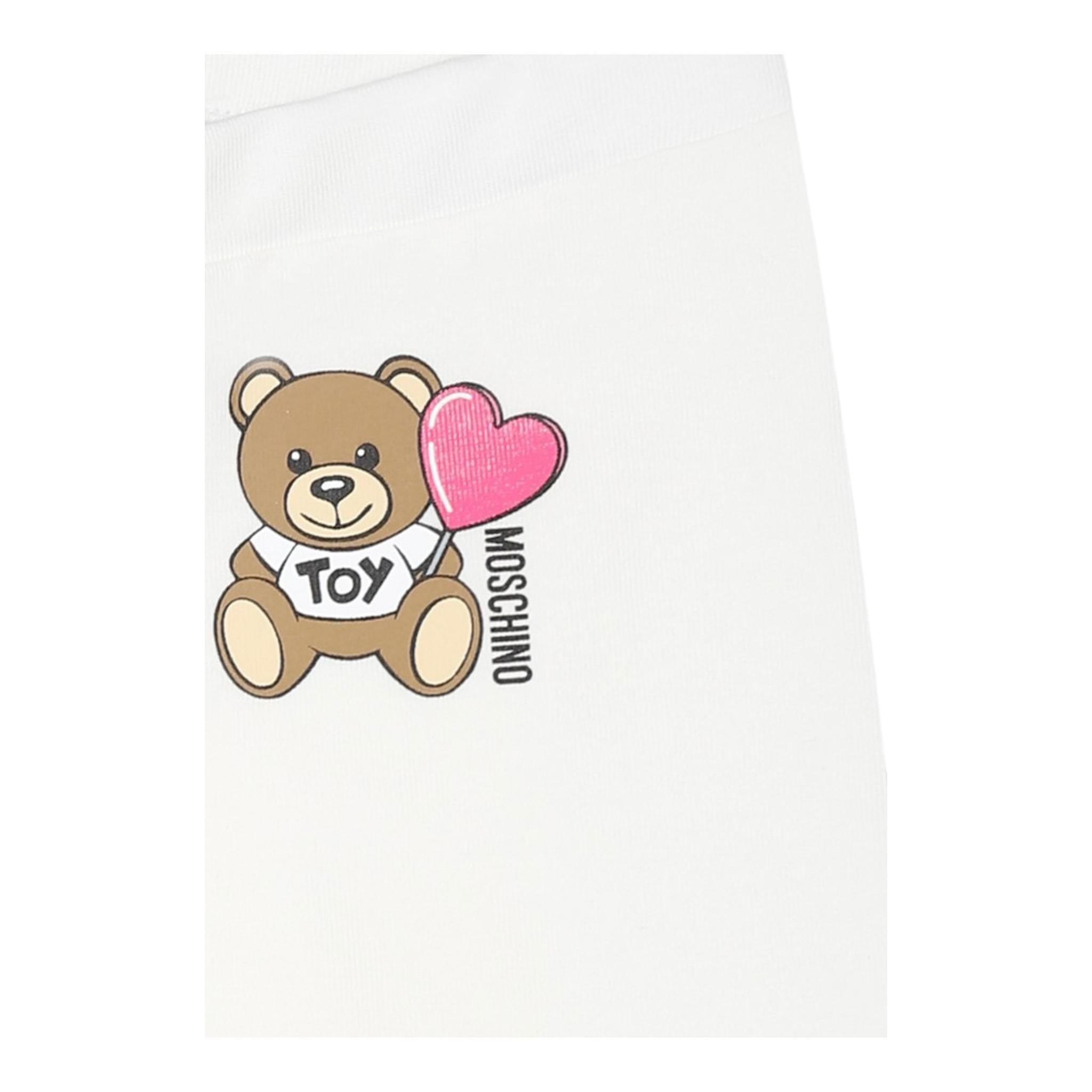 Moschino Leggins Tinta Unita con Stampa per Neonata MEP032L BIANCO MOSCHINO 