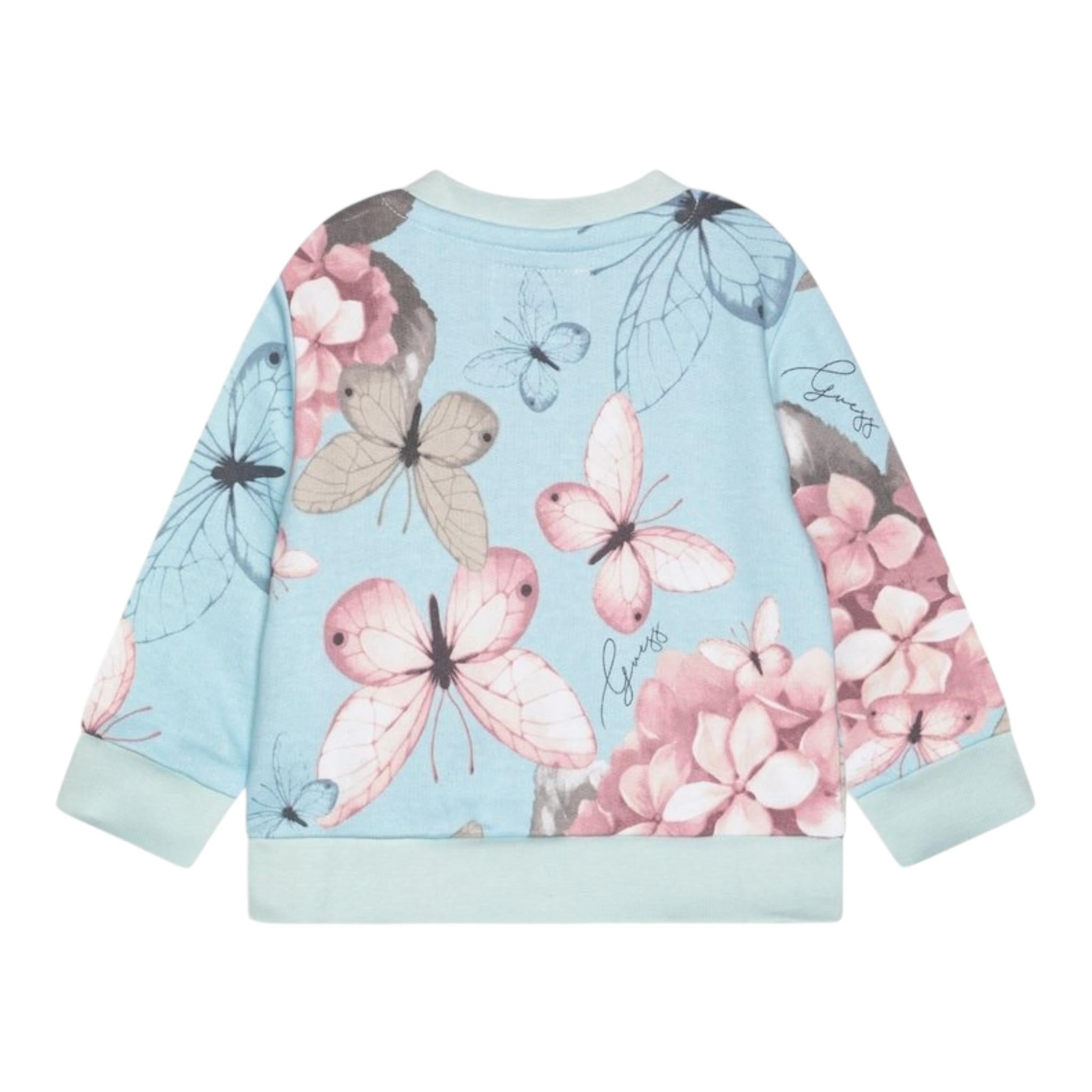 Guess Felpa Chiusa Girocollo Tinta Unita con Stampe per Neonata K5RQ01KA6R4 AZZURRO GUESS 