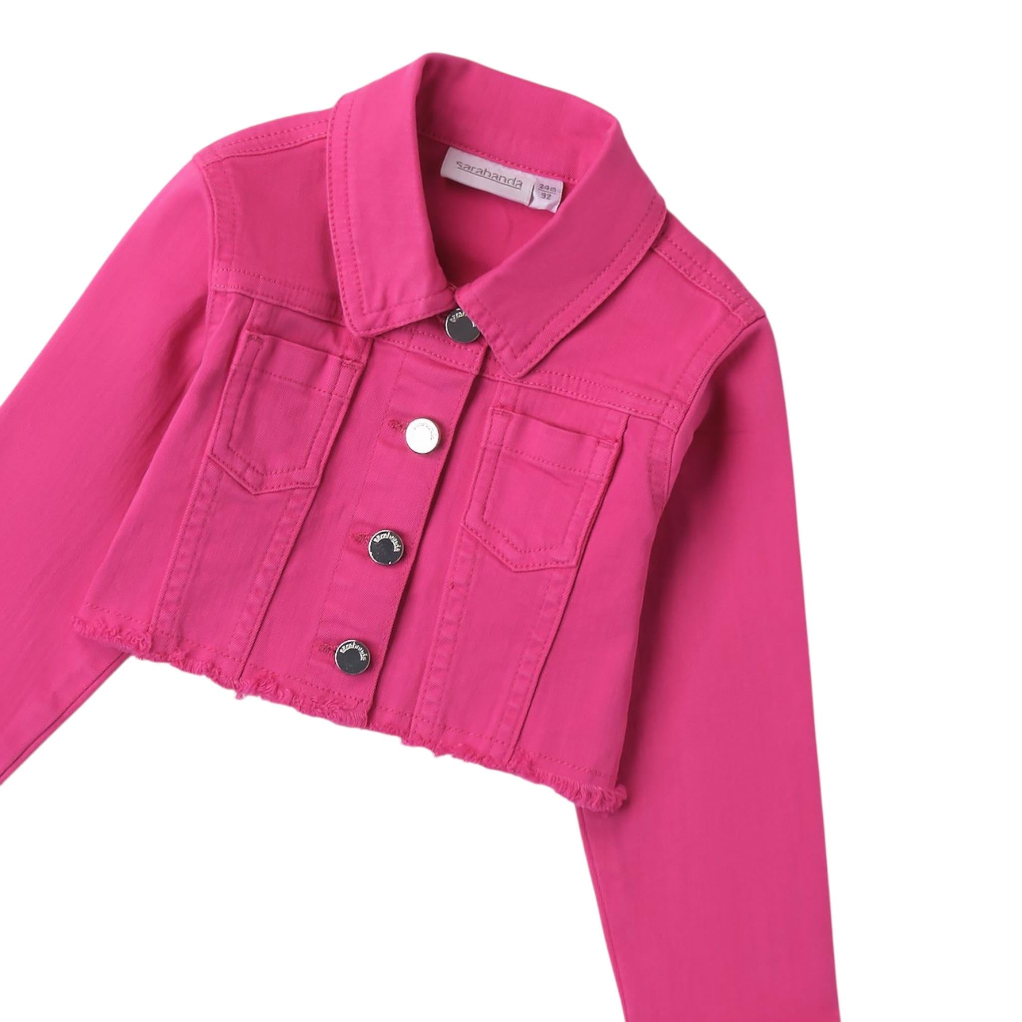 Sarabanda Giubbino In Denim tinta unita Fuxia per Bambina 0B238 FUXIA SARABANDA 