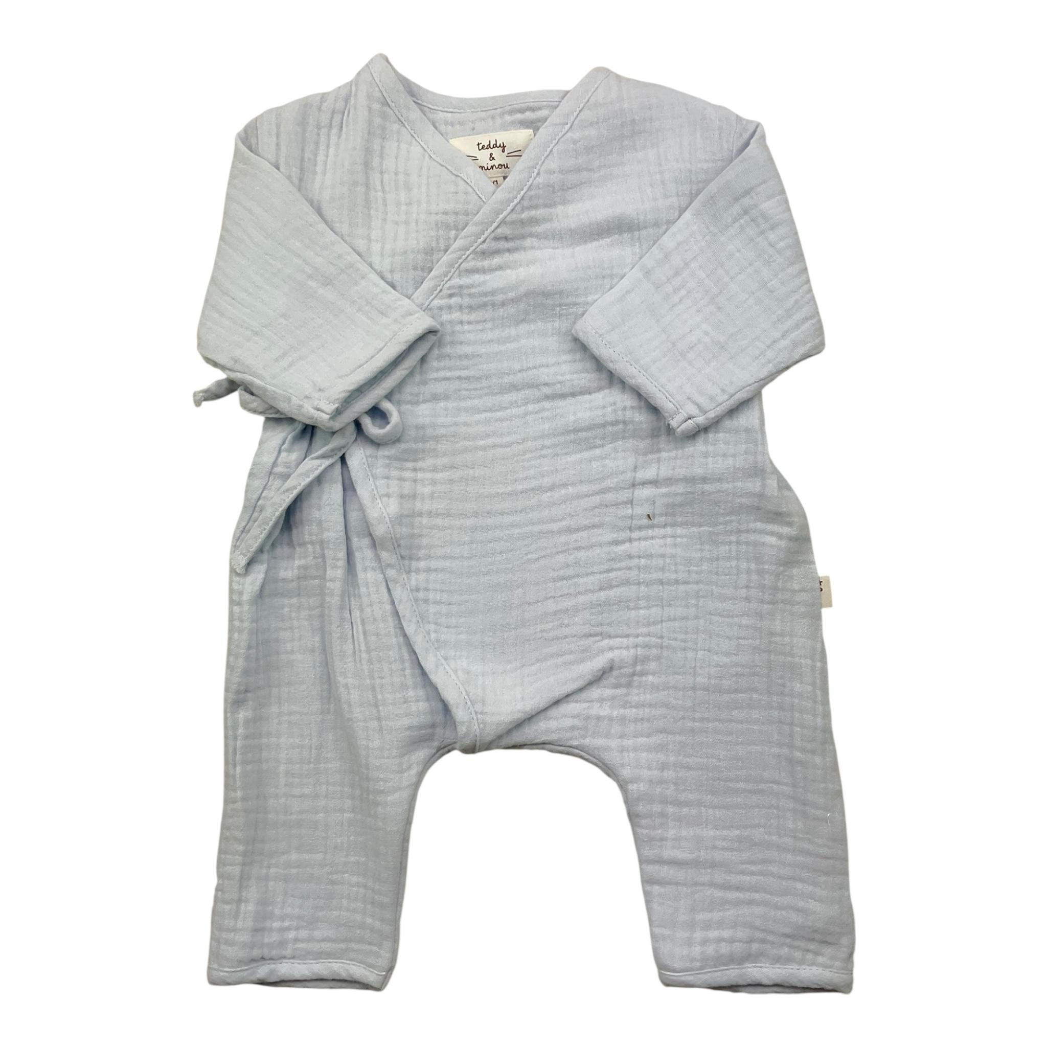 TEDDY E MINOU tutina tinta unita con lacci Azzurro per Neonato I23TU028C0059 AZZURRO TEDDY E MINOU 