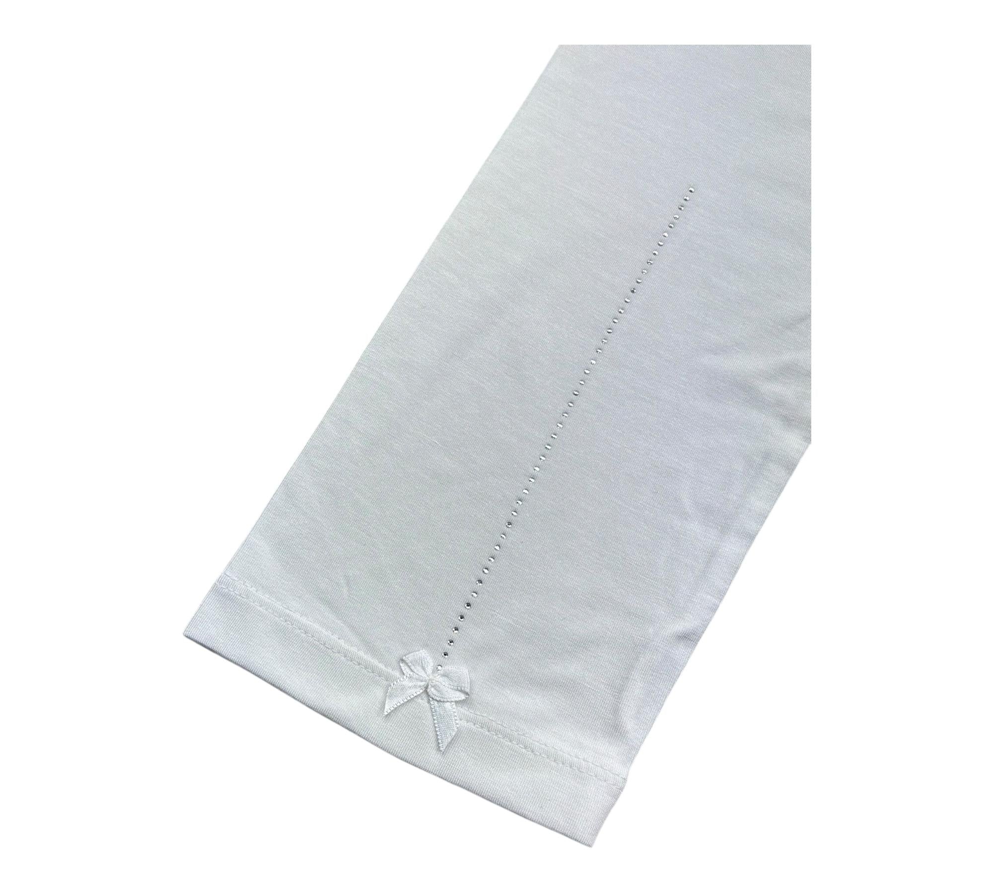 Monnalisa Leggins Tinta Unita con Strass per Bambina 117400AB BIANCO MONNALISA 