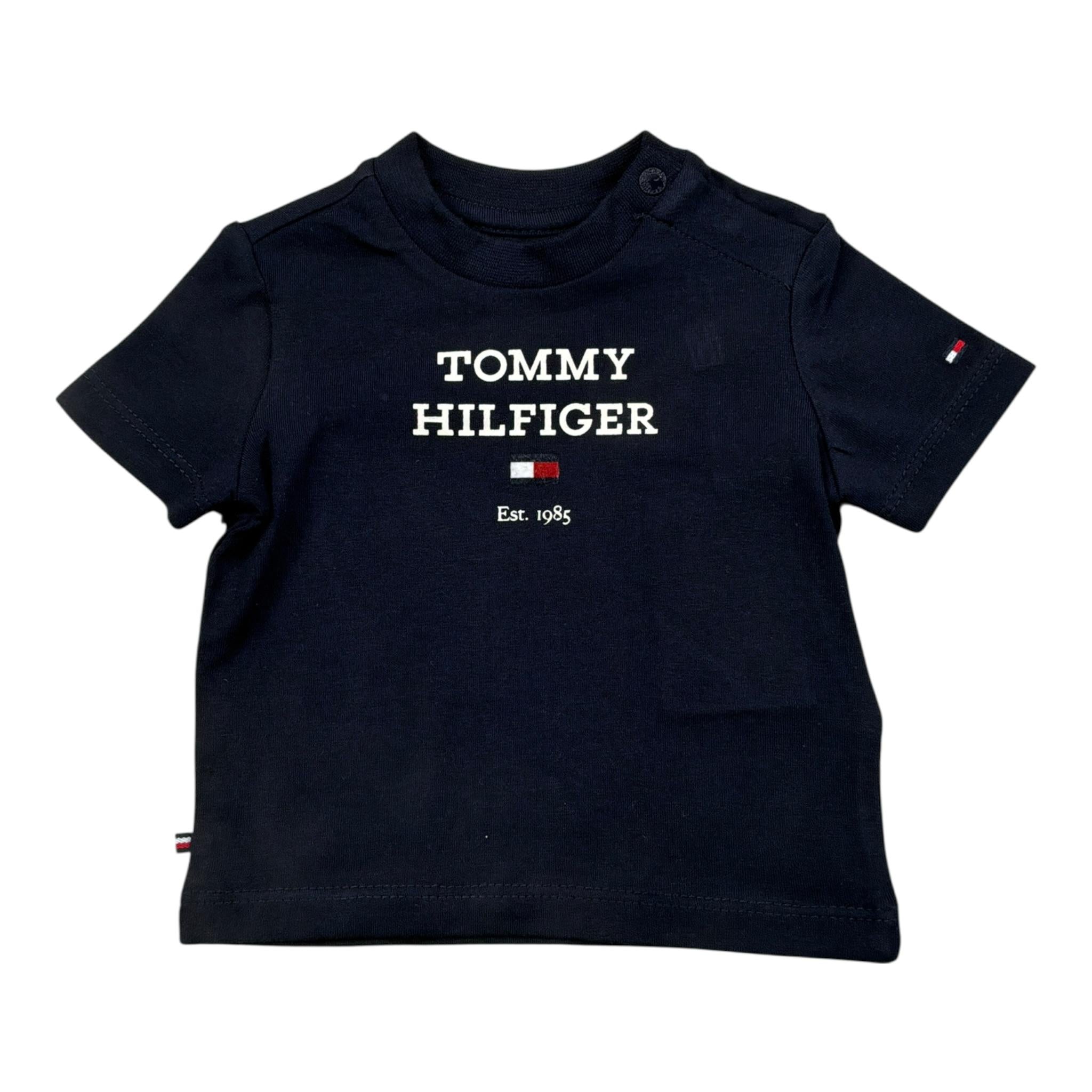 Tommy Hilfiger T-Shirt tinta unita con Stampa Blu per Neonato KN0KN01761J BLU TOMMY HILFIGER 