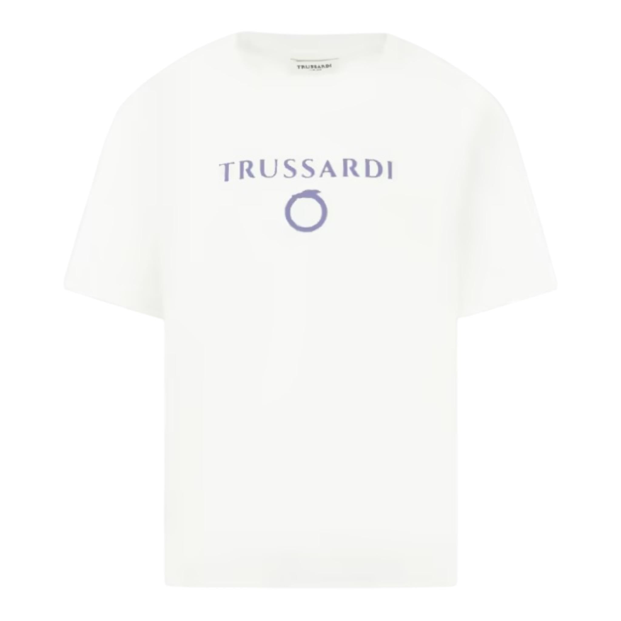 Trussardi T-Shirt Tinta Unita con Stampa per Neonato TBP25030TS BIANCO TRUSSARDI 