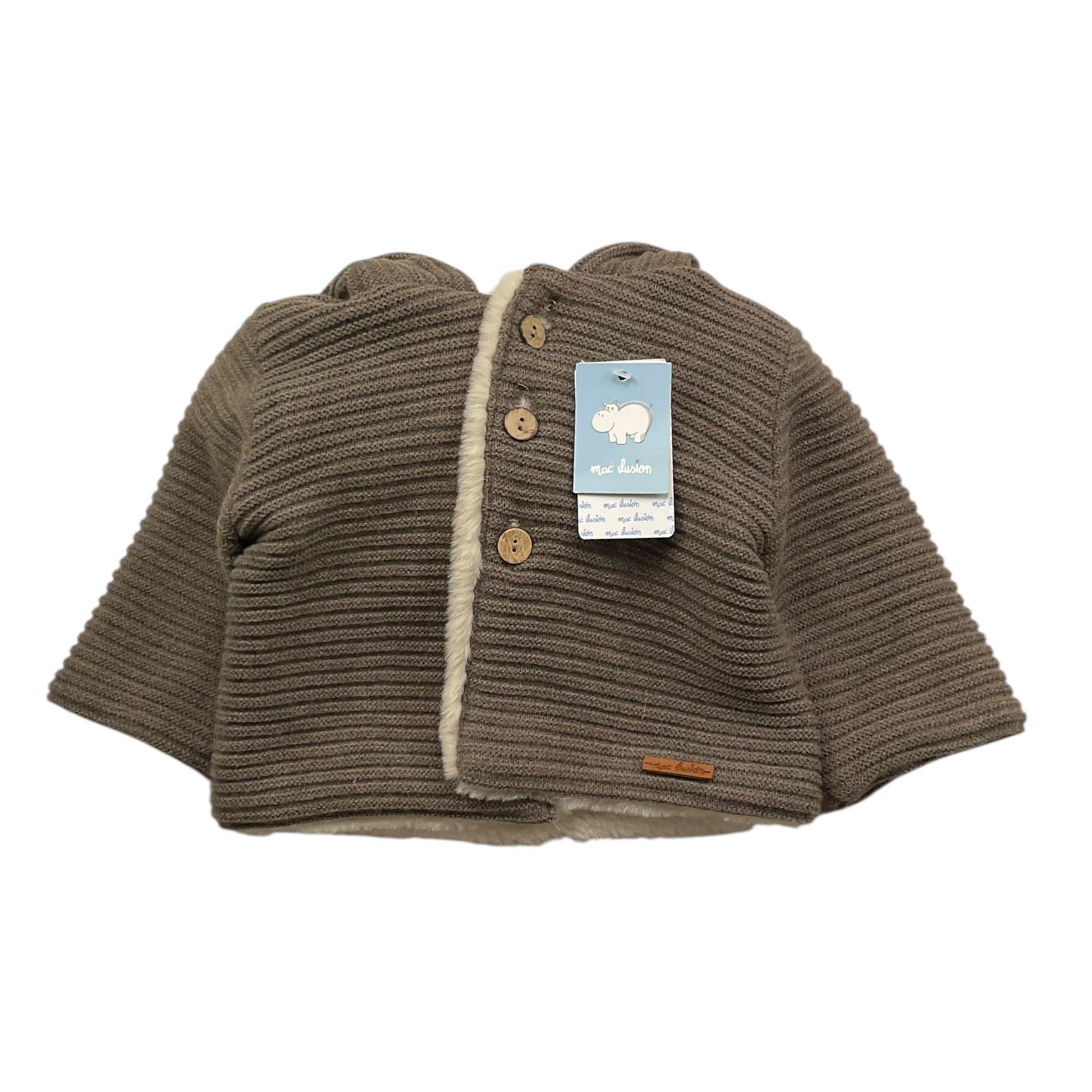 MAC ILUSIO'N cardigan tinta unita con bottoni e cappuccio Marrone per Neonato 9095X MARRONE MAC ILUSIO'N 