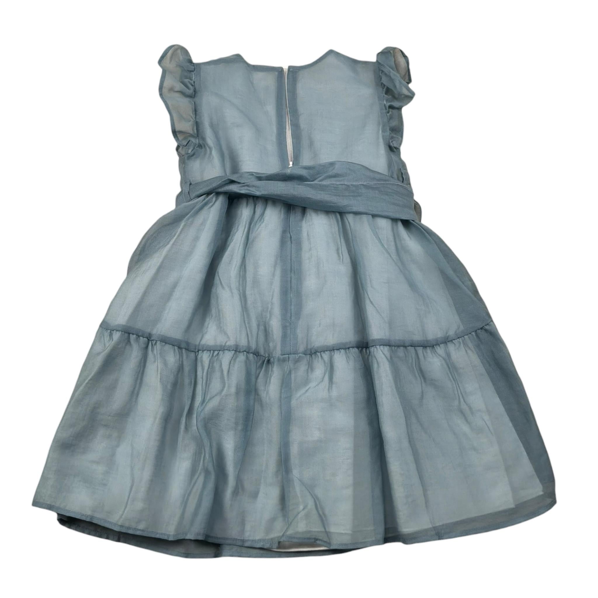 Barcellino Abito Giromanica Tinta Unita con Tulle per Neonata 120817X AZZURRO BARCELLINO 