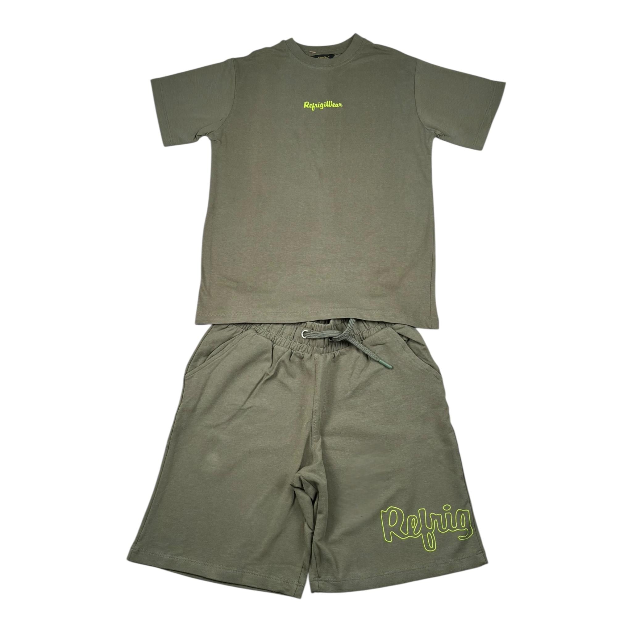 Refrigiwear Completo 2 Pezzi T-Shirt - Bermuda Bicolore per Bambino R1102W25 VERDE REFRIGIWEAR 