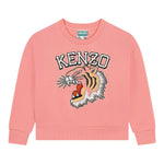 KENZO felpa chiusa girocollo tinta unita con stampa Rosa per Neonata K60692 ROSA KENZO 