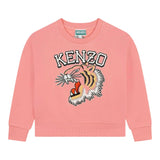 KENZO felpa chiusa girocollo tinta unita con stampa Rosa per Neonata K60692 ROSA KENZO 