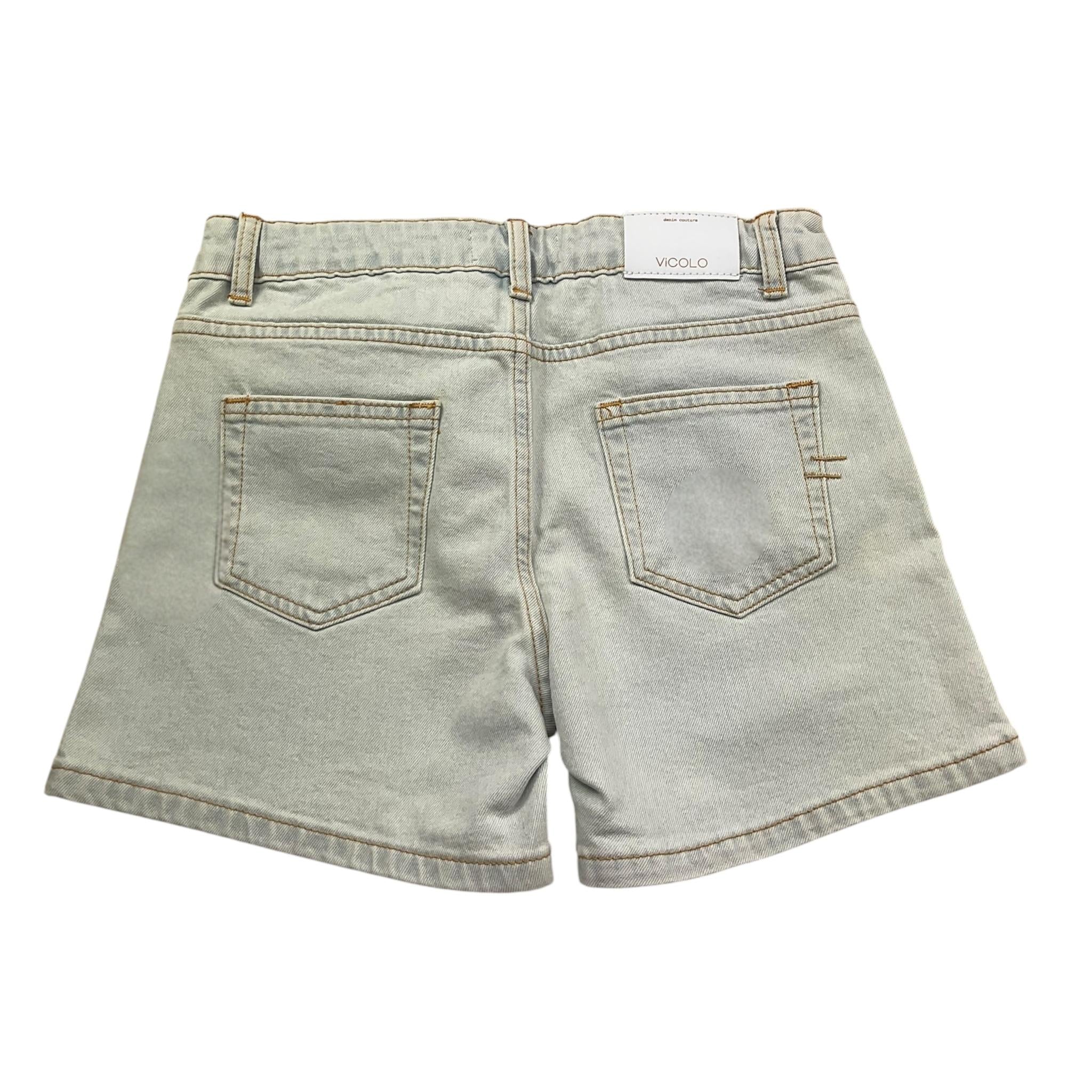Vicolo Short In Denim Tinta Unita con Girovita Regolabile per Bambina 3146SD00096 AZZURRO VICOLO 