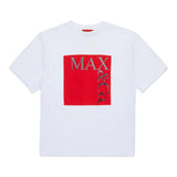 Max&Co. T-Shirt Girocollo Tinta Unita Con Stampa In Contrasto Bianco Per Bambina