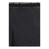 KARL LAGERFELD gonna in denim tinta unita con elastico in vita logato Blu per Bambina Z30092 BLU KARL LAGERFELD 