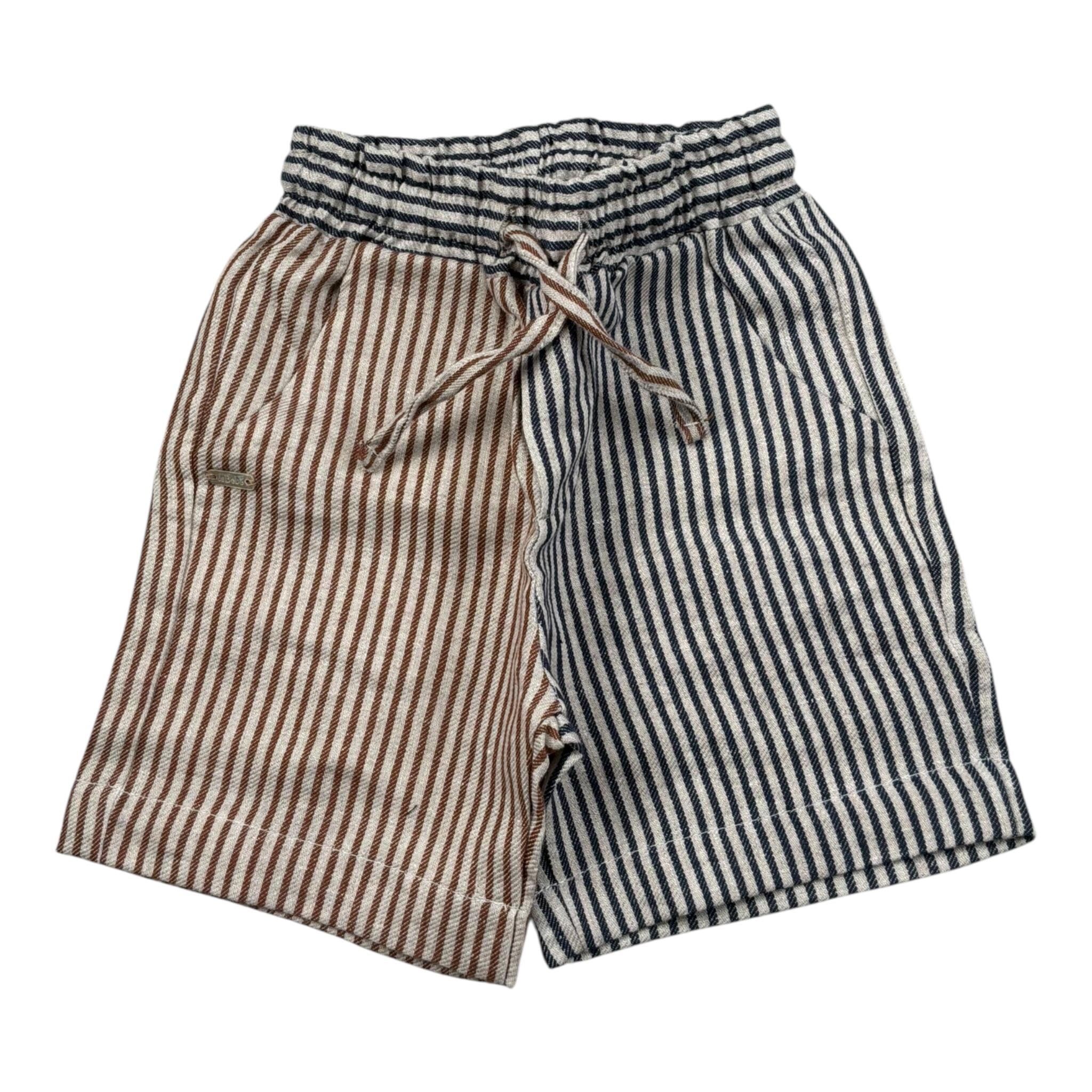 Le Bebe' Bermuda Bicolore con Fantasia A Righe per Neonato LBB3646 BEIGE LE BEBE' 