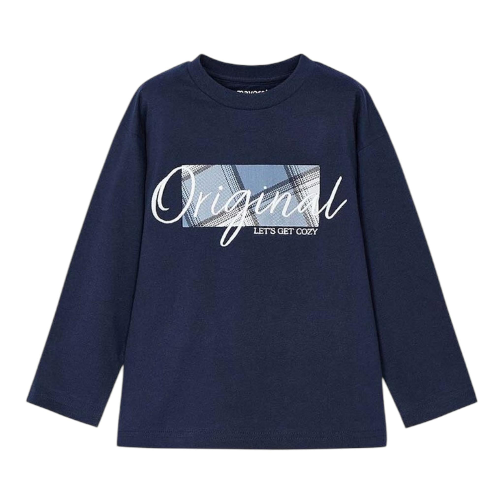 MAYORAL shirt girocollo tinta unita con stampa Blu per Bambino 4046X BLU MAYORAL 