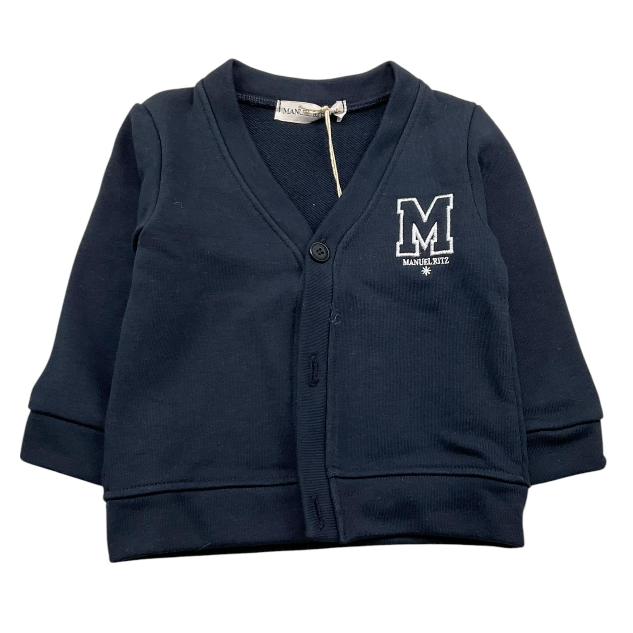 MANUEL RITZ cardigan tinta unita con logo Blu per Neonato ME2824 BLU MANUEL RITZ 