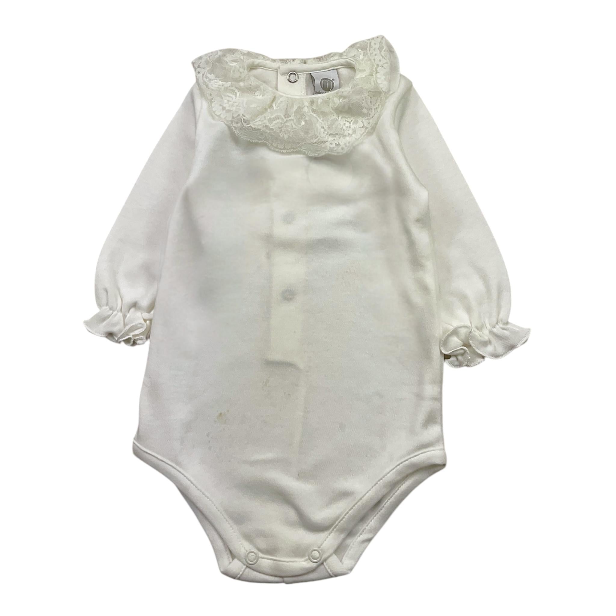 MARLU' body tinta unita con colletto ricamato Bianco per Neonata IG27BODY BIANCO MARLU' 