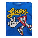 GUESS shirt girocollo tinta unita cn stampa logo Blu per Neonato N4YI03K8HM4N BLU GUESS 