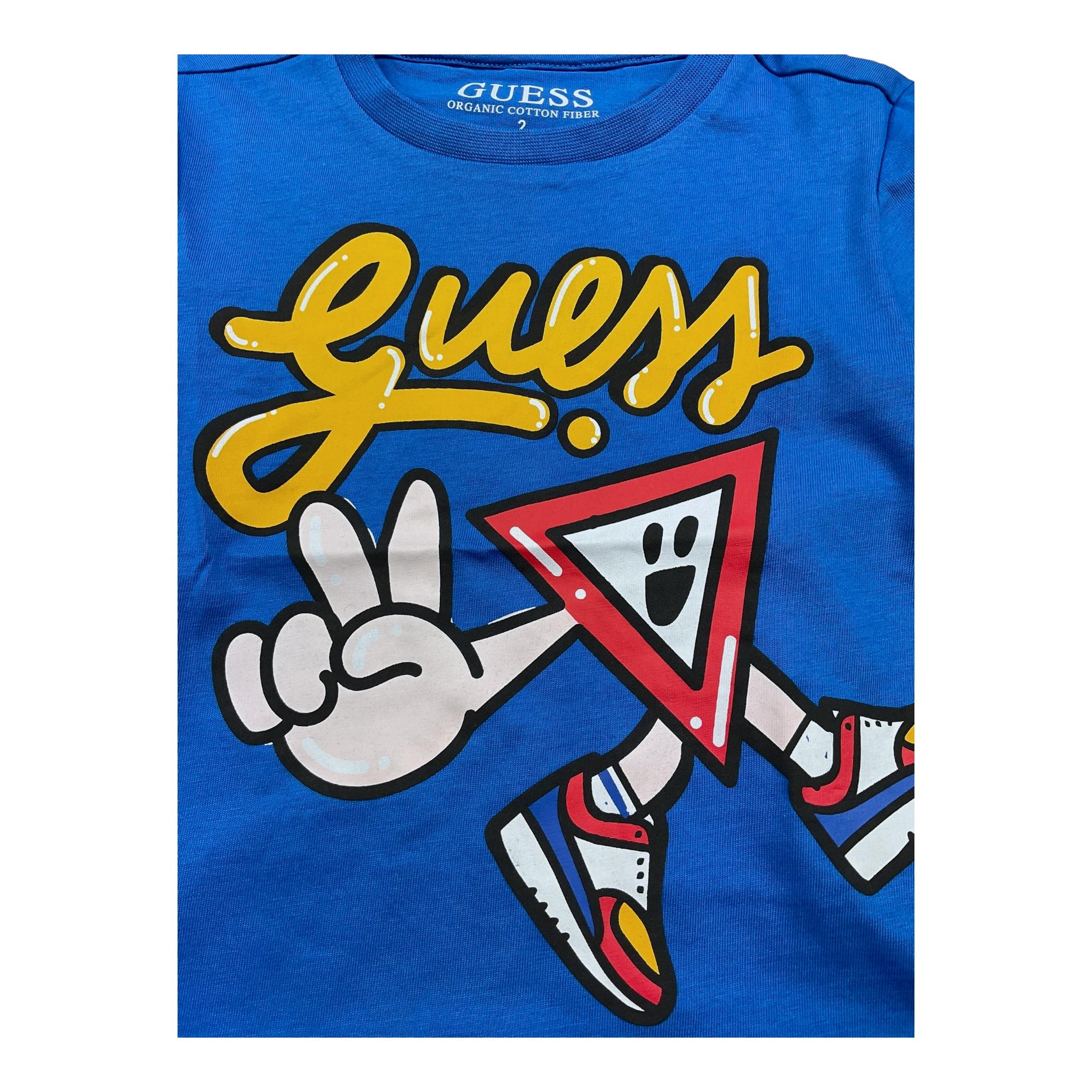 GUESS shirt girocollo tinta unita cn stampa logo Blu per Neonato N4YI03K8HM4N BLU GUESS 
