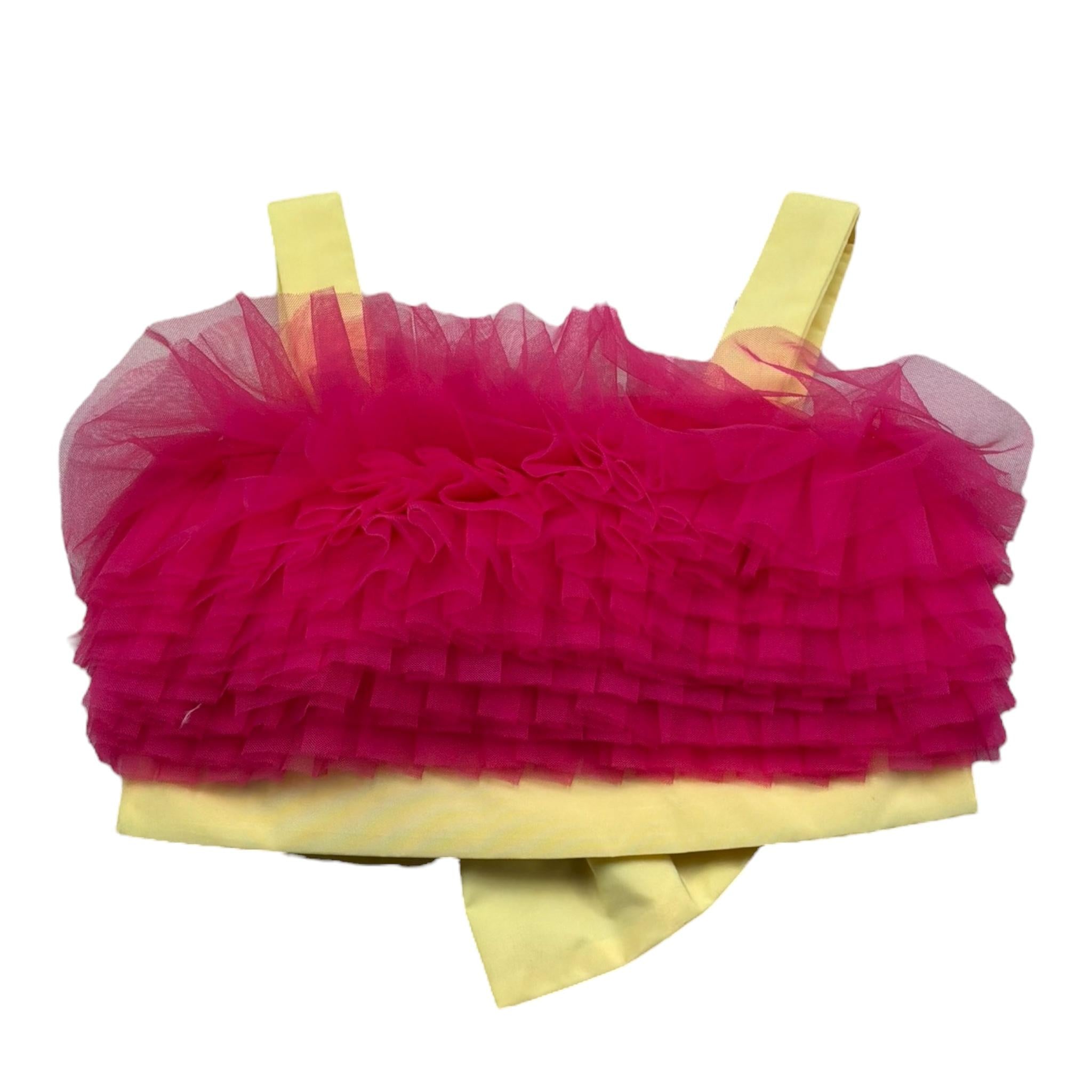 Miss Grant Top Giromanica Tinta Unita con Tulle per Bambina MG1353J GIALLO MISS GRANT 