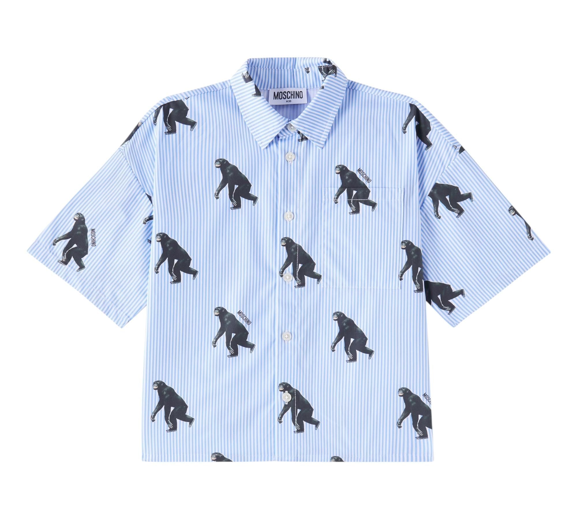 Moschino Camicia Mezza Manica Fantasia A Righe per Bambino HUC01L AZZURRO MOSCHINO 