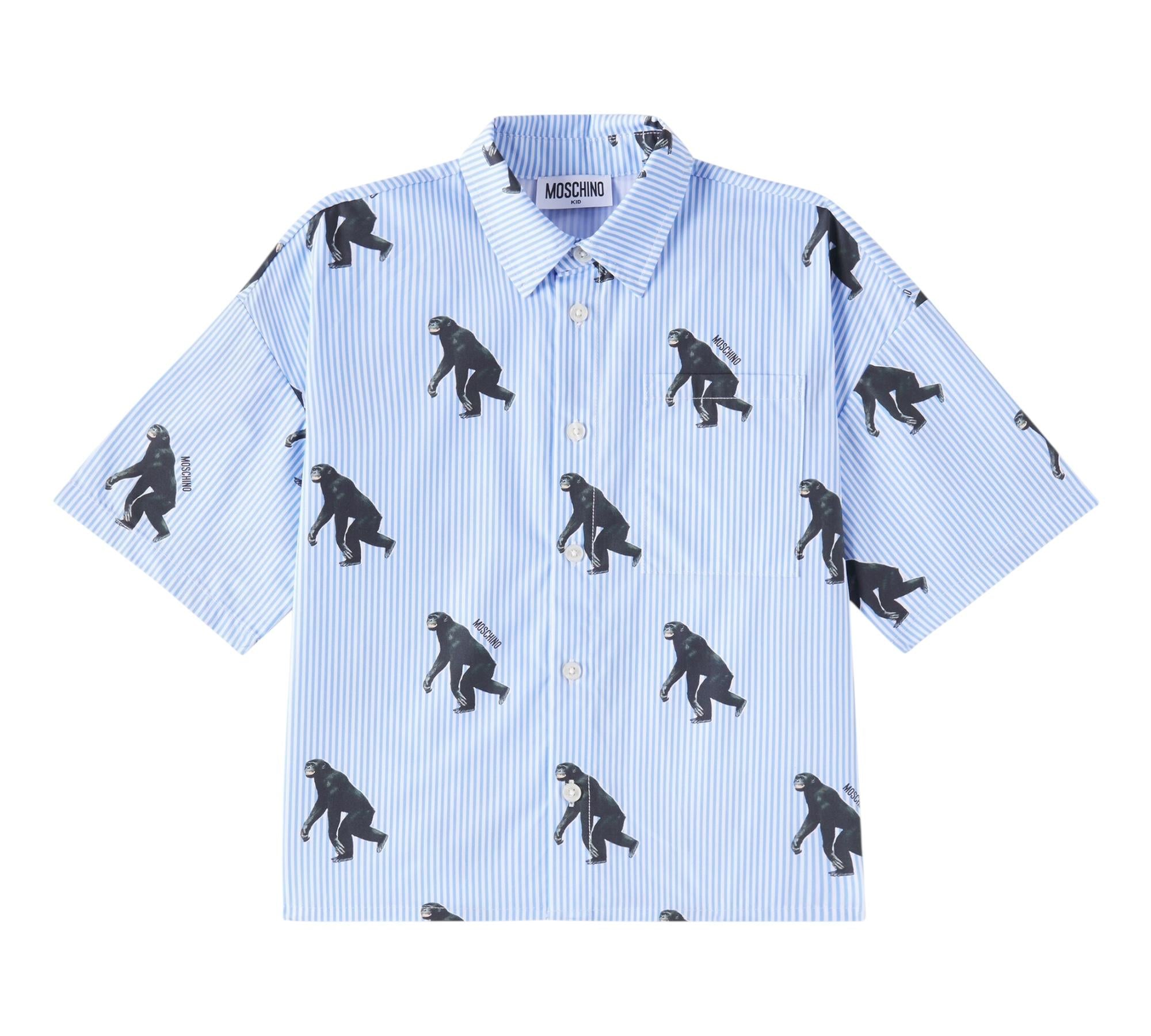 Moschino Camicia Mezza Manica Fantasia A Righe per Bambino HUC01L AZZURRO MOSCHINO 