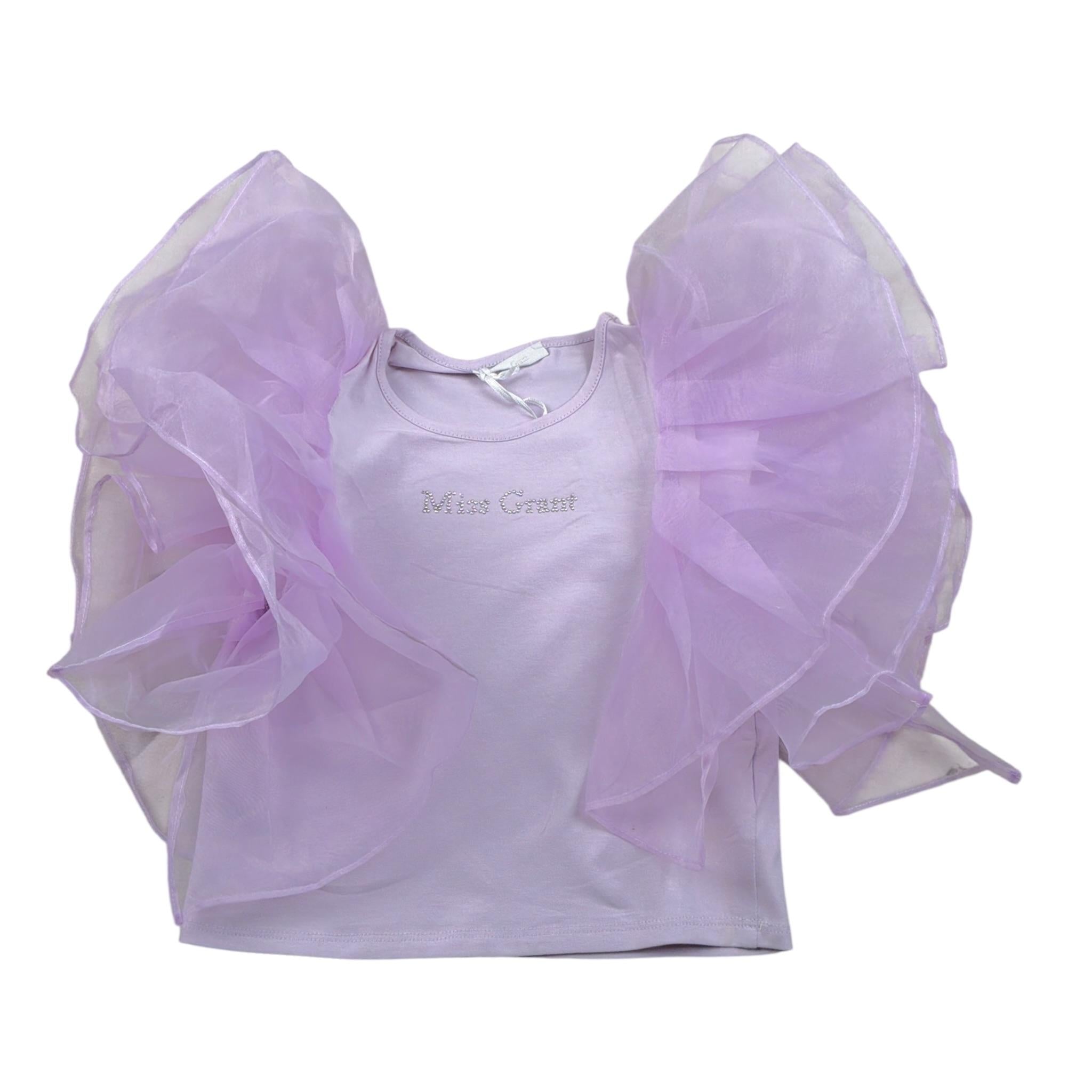 Miss Grant Top tinta unita con Rouches Lilla per Bambina MG1091 LILLA MISS GRANT 