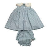 Valentina Bebes Set Abito-Coulotte Tinta Unita con Fantasia A Righe per Bambina LOVE8J AZZURRO VALENTINA BEBES 