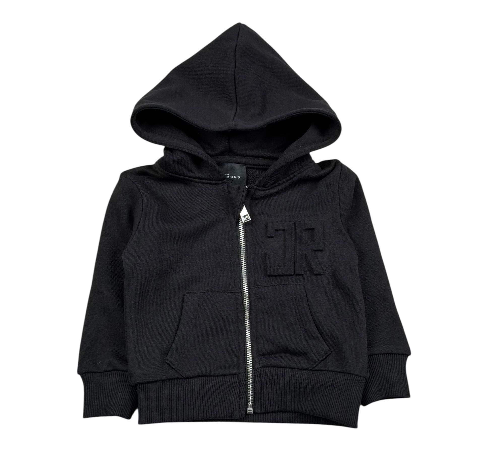 John Richmond Felpa con Zip E Cappuccio Tinta Unita per Neonato RIP26027FE NERO JOHN RICHMOND 