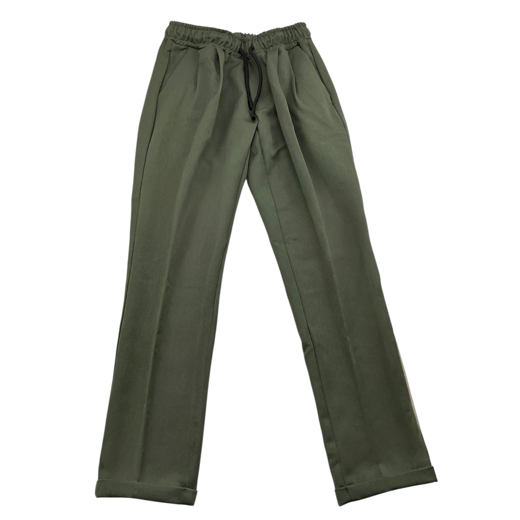 MAKE pantalone tinta unita con elastico in vita Verde per Bambino MK401 VERDE MAKE 