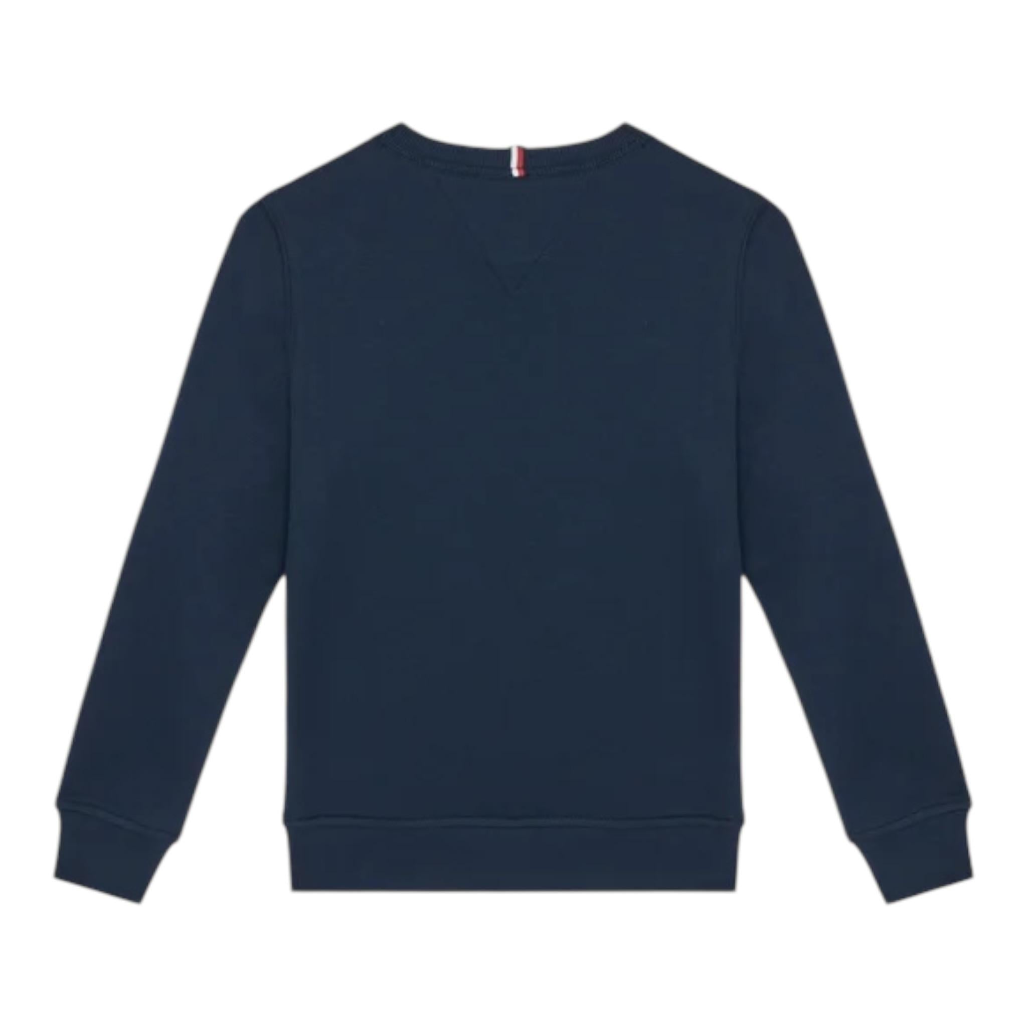 Tommy Hilfiger Felpa Girocollo Tinta Unita con Stampa per Bambino KB0KB09315 BLU TOMMY HILFIGER 