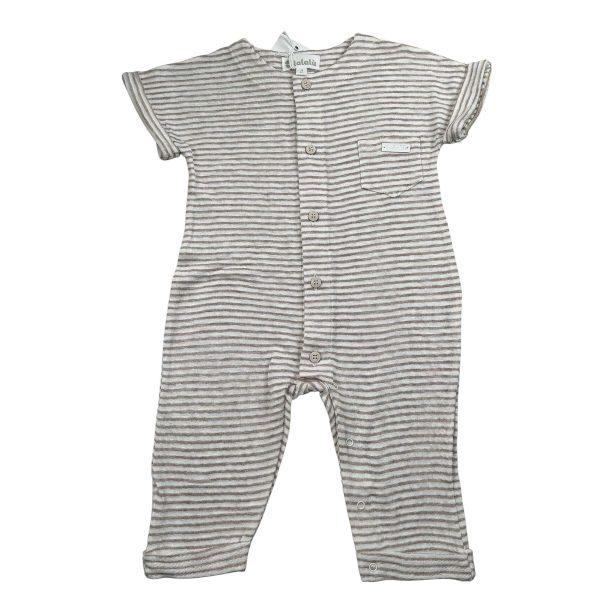 Lalalu' Pagliaccetto tinta unita con Fantasia A Righe Bianco per Neonato PAL4P BIANCO LALALU' 