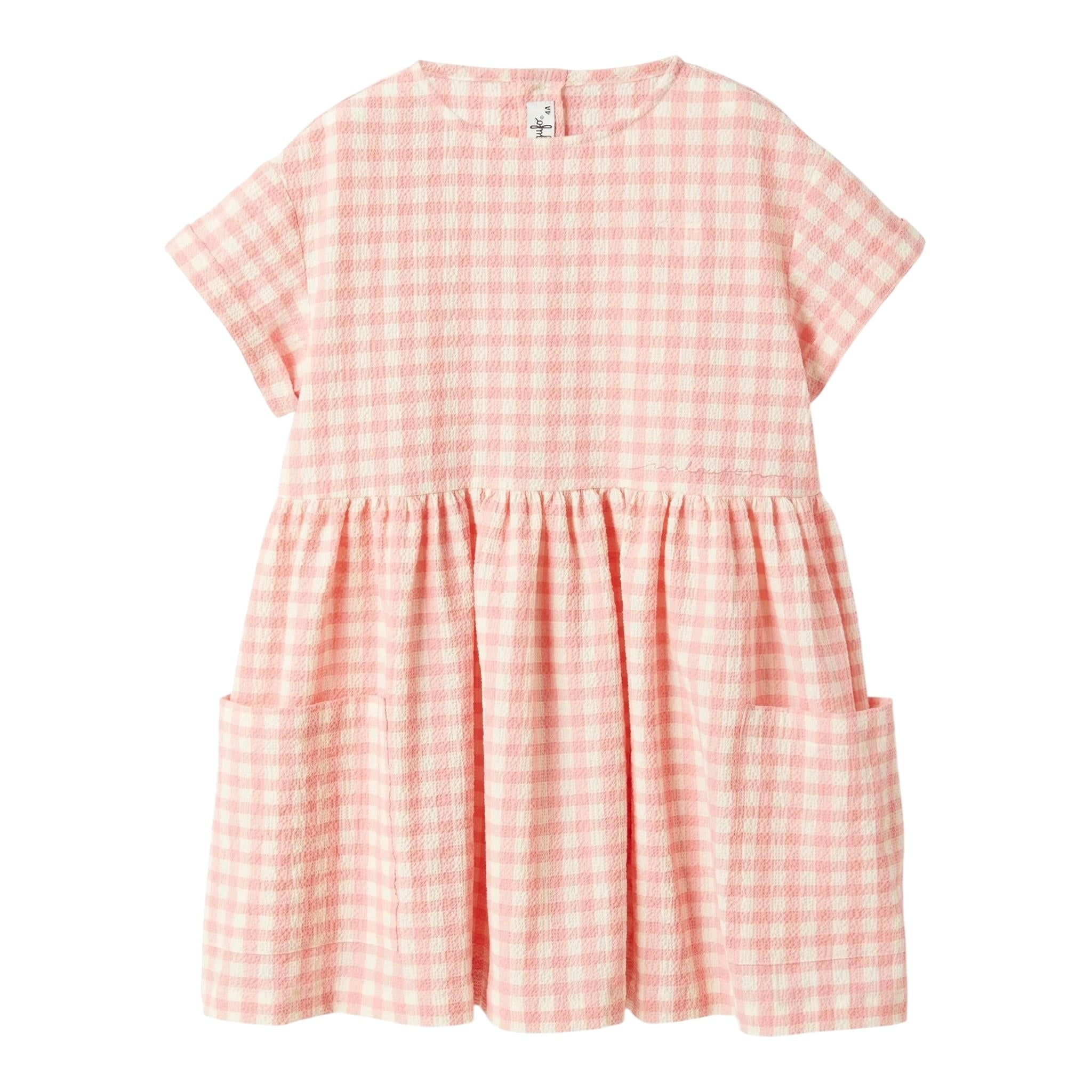 Il Gufo Abito Tinta Unita con Fantasia Quadri per Neonata P25VM779C3161 ROSA IL GUFO 