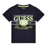 Guess T-Shirt Girocollo Tinta Unita con Stampe per Neonato N5RI23K8HM4NX BLU GUESS 