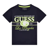 Guess T-Shirt Girocollo Tinta Unita con Stampe per Neonato N5RI23K8HM4NX BLU GUESS 