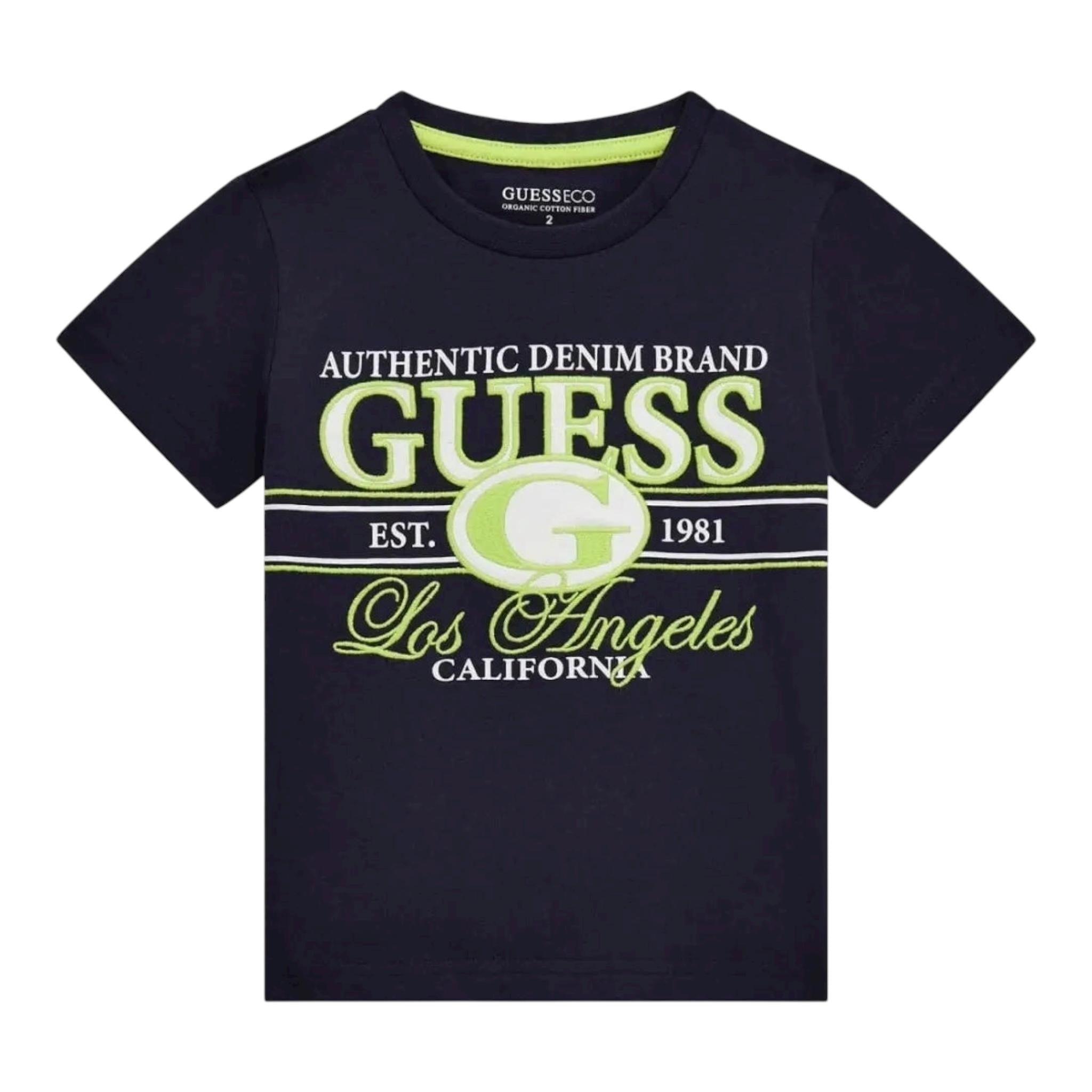 Guess T-Shirt Girocollo Tinta Unita con Stampe per Neonato N5RI23K8HM4NX BLU GUESS 