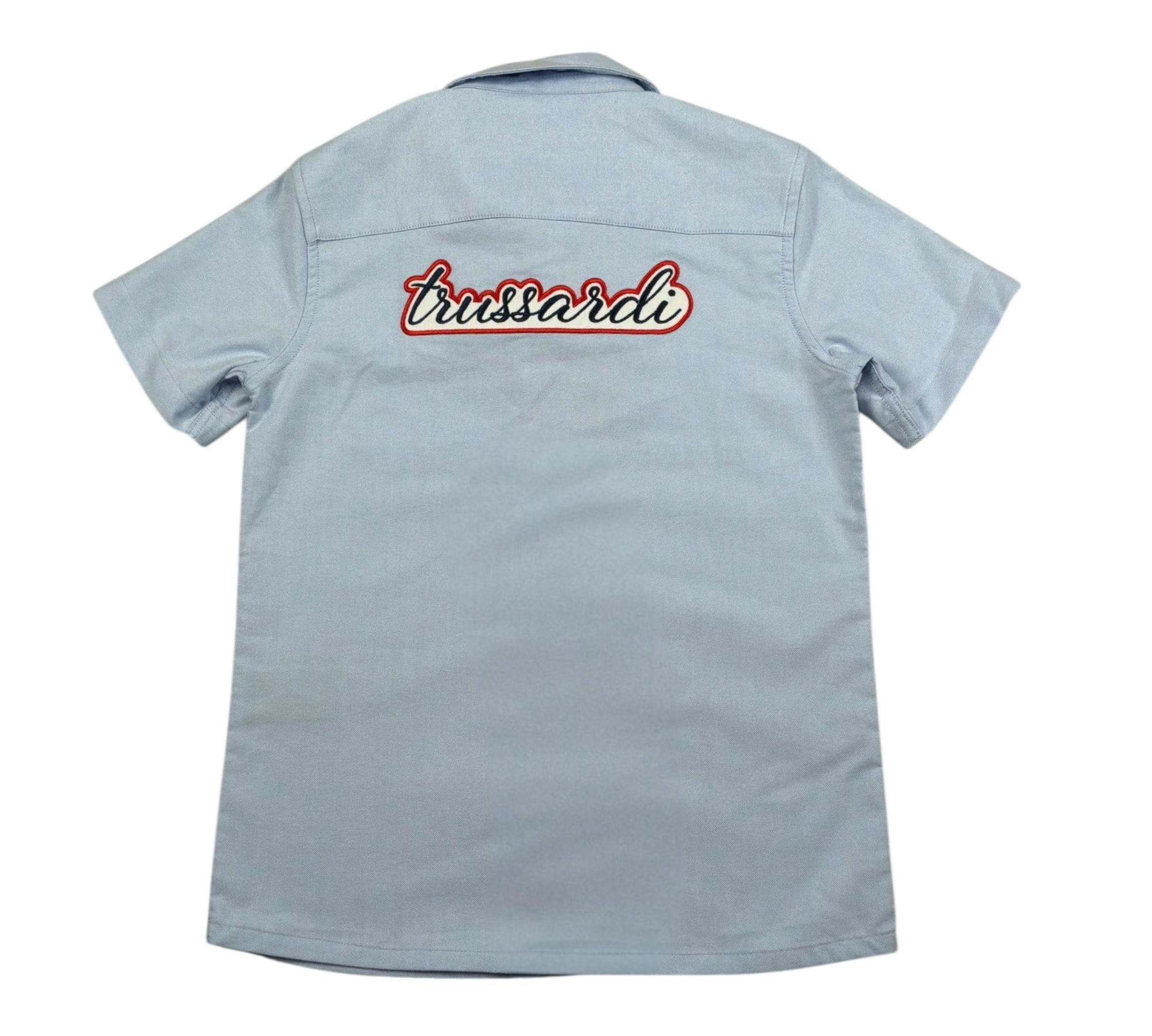 Trussardi Camicia Mezza Manica Tinta Unita con Taschino per Bambino TBP26056CA AZZURRO TRUSSARDI 