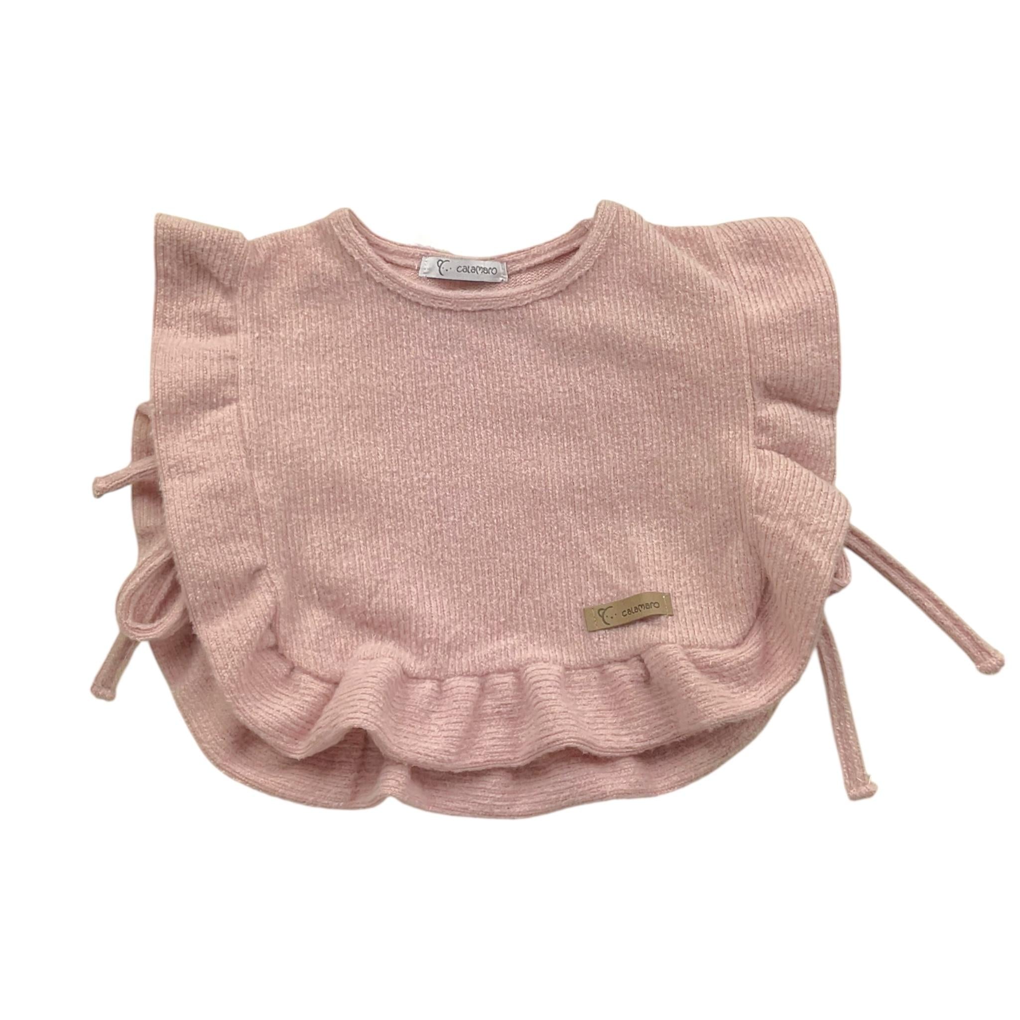 CALAMARO gilet tinta unita con balze Rosa per Neonata 14015 ROSA CALAMARO 