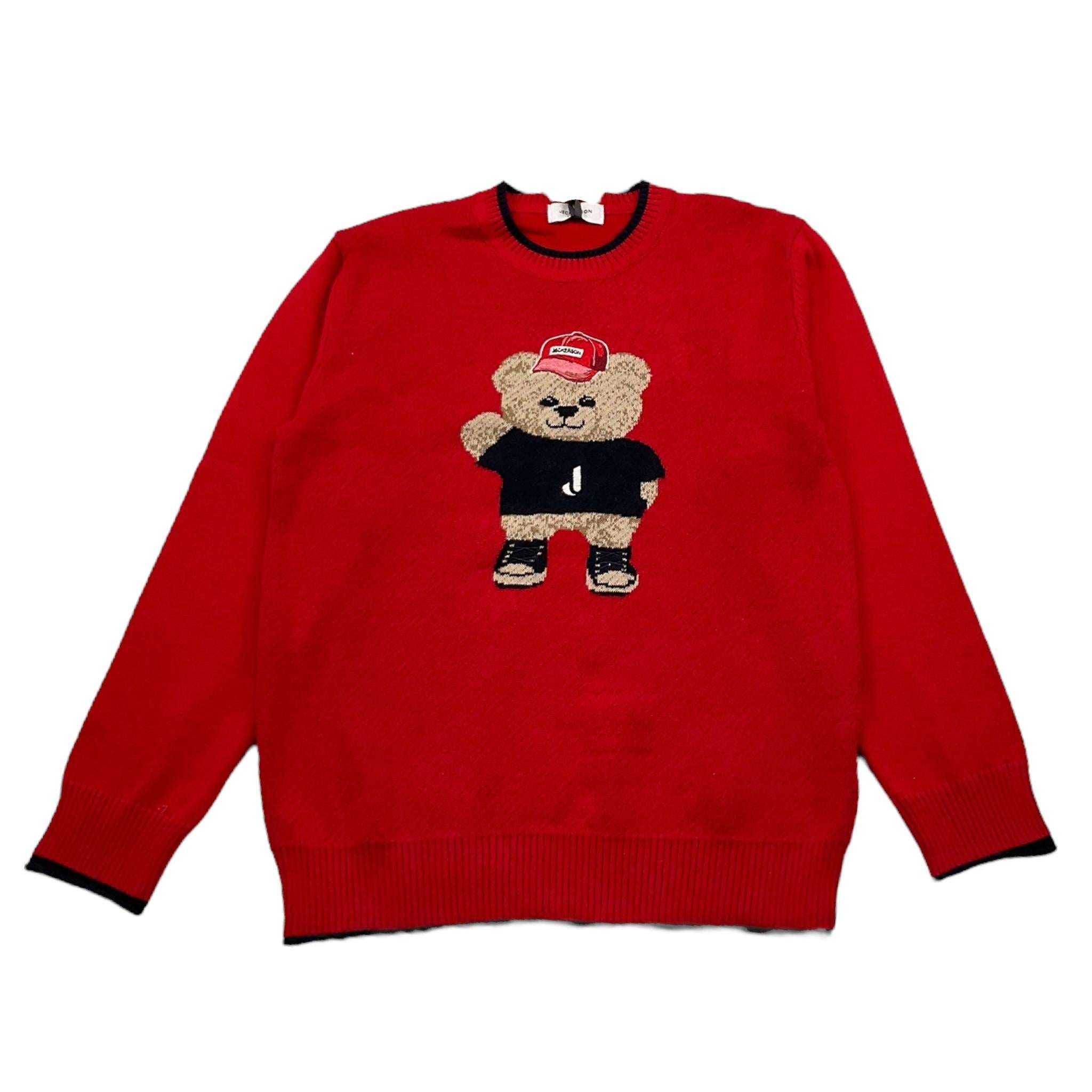 JECKERSON maglia girocollo tinta unita con ricamo orso Rosso per Bambino JB4019 ROSSO JECKERSON 