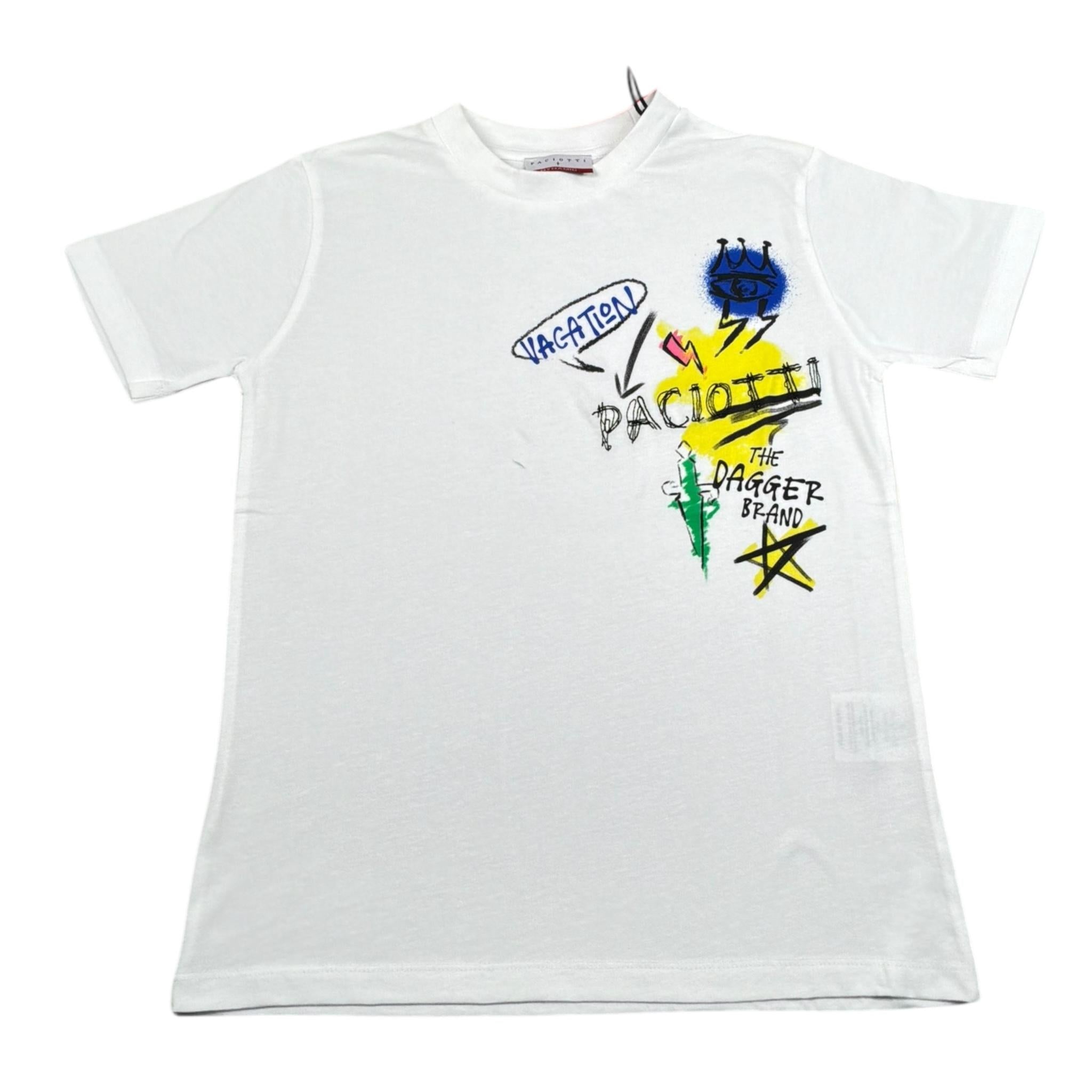 Cesare Paciotti T-Shirt Girocollo Tinta Unita con Stampa per Bambino TSP5106JX BIANCO CESARE PACIOTTI 