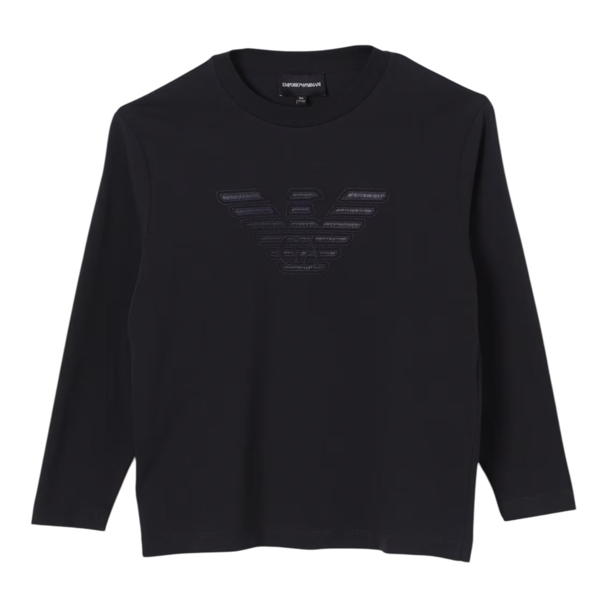 Emporio Armani Shirt Girocollo Tinta Unita con Logo per Bambino 6D4TJC BLU EMPORIO ARMANI 