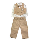 Barcellino Completo 4 Pezzi Camicia-Gilet-Papillions-Pantalone per Neonato 100733L BEIGE BARCELLINO 