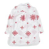 Piccola Ludo Camicia Manica Lunga Tinta Unita Con Ricami In Contrasto Bianco Per Bambina