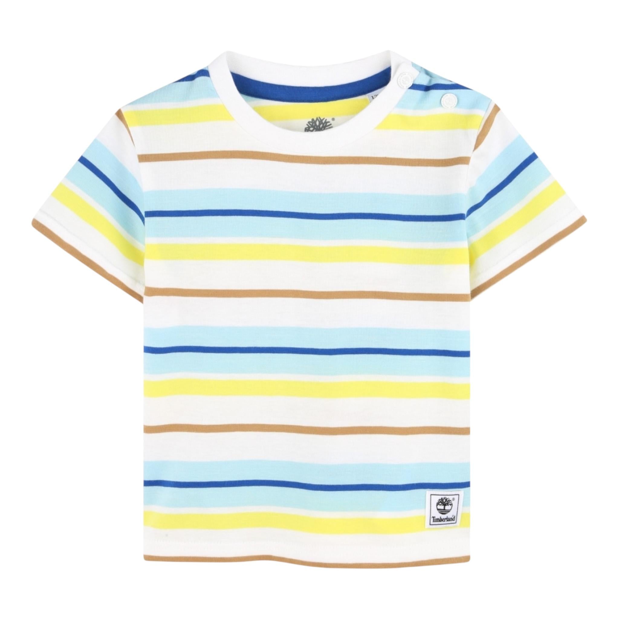 Timberland T-Shirt Tinta Unita con Fantasia A Righe per Bambino T60513 BIANCO TIMBERLAND 
